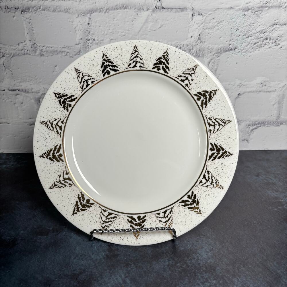 Dansk Golden Pines Christmas Holiday Trees Salad Luncheon Plates, Set of 4